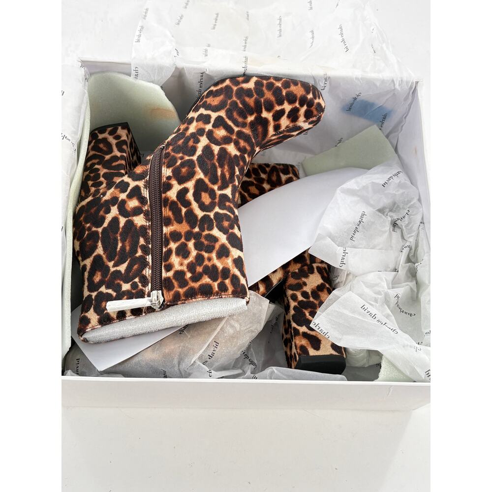 Charles David Studio Calf Hair Boots 8 NWT Ankle Booties Leopard Glam Luxury - Picture 2 of 9